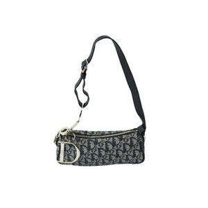 Christian Dior Trotter Hobo Shoulder Handbag Navy Blue